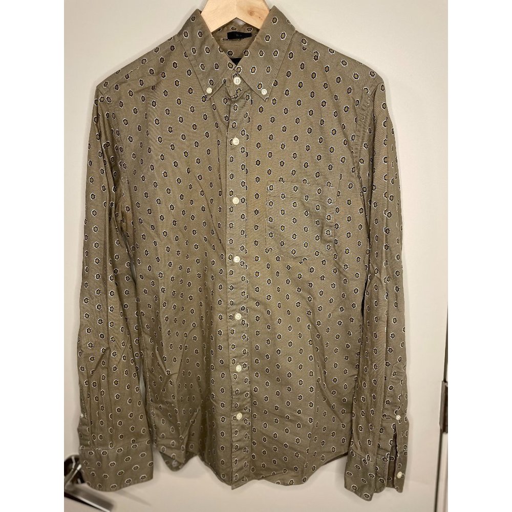 J. Crew Green Patterned Button Down Small Slim Fit